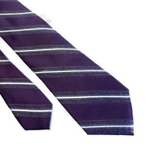 NEW DKNY‎ Purple Striped Woven Skinny Silk Tie